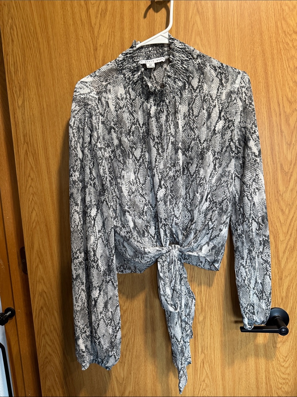 HYFVE Black & White Snake Print Tie-Front Blouse